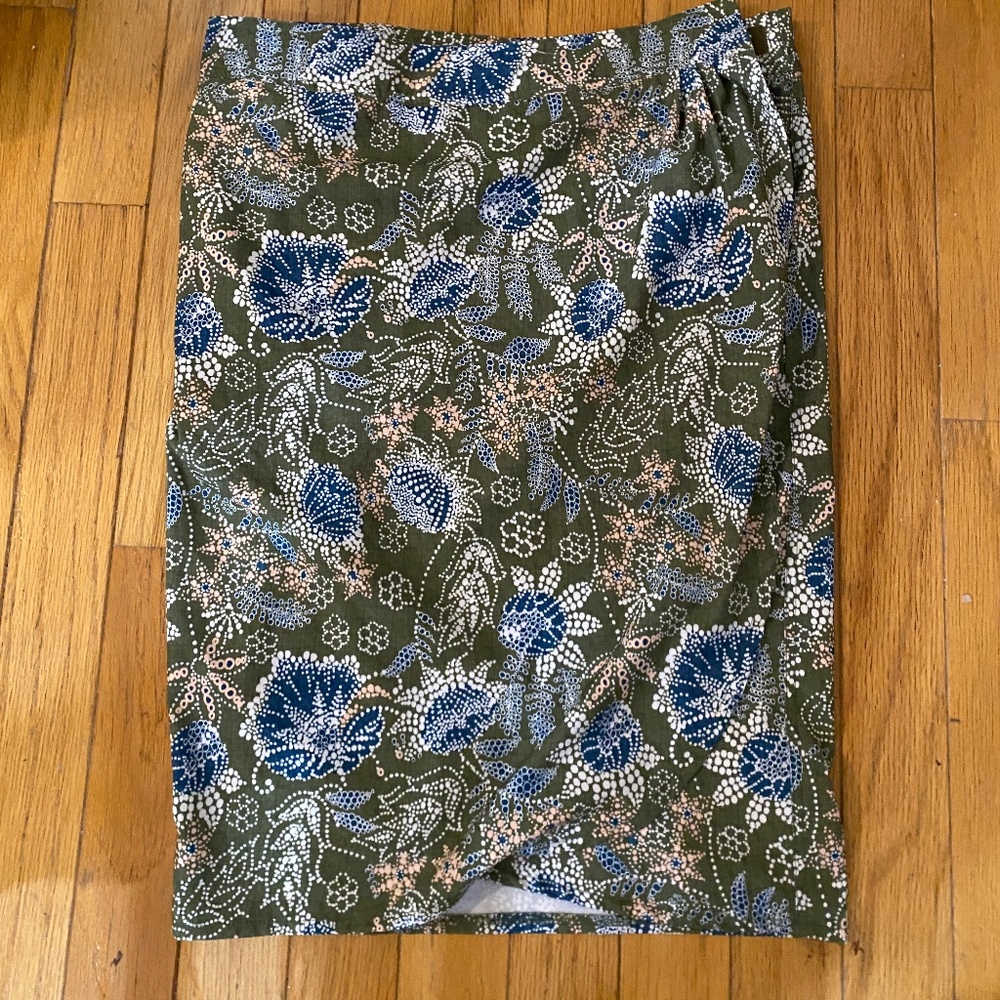 NWT Rip Skirt Olive Print Midi Wrap Skirt large